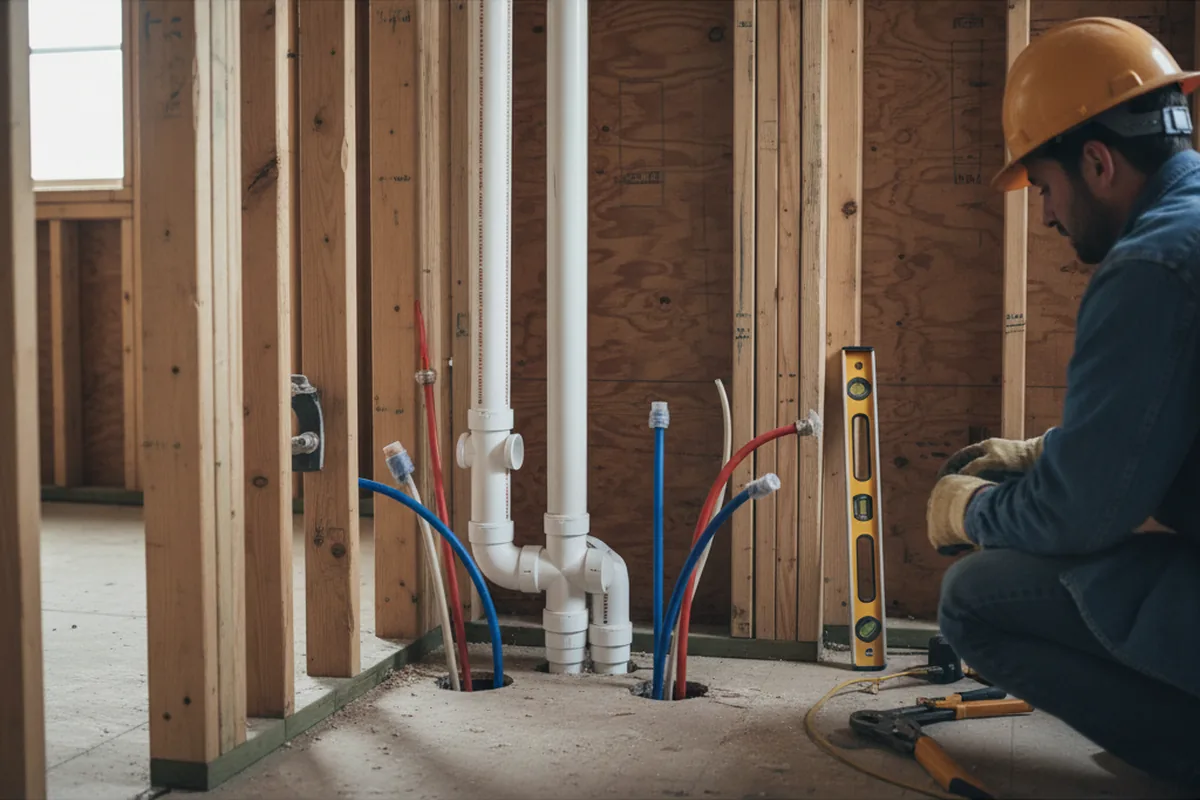 Drain and supply rough-in during Leak Detection in Greig